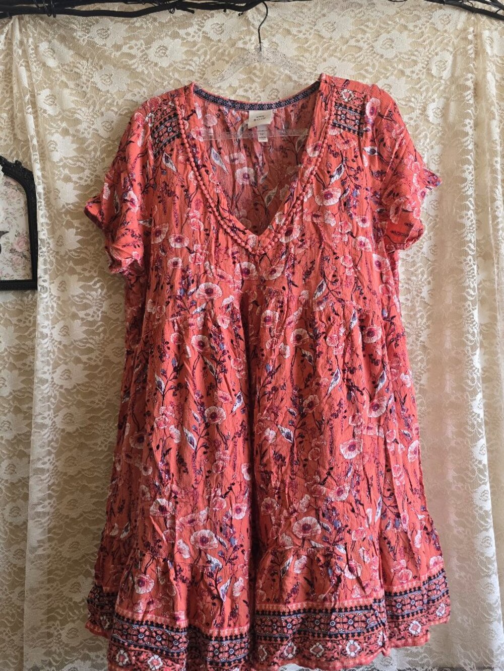 Peachy Mauve Floral Midi Boho Dress - Spring Dresses - Summer Love - Cottagecore